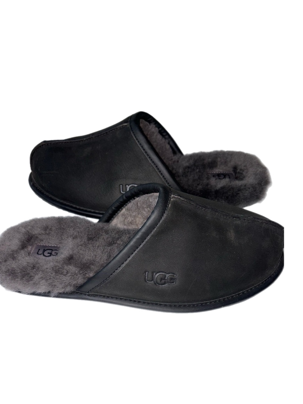 UGG Men's Dark Grey Sheepskin-Lined Slip-On Mules - Picture 3 of 6
